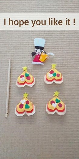 ミニチュア折り紙【クリスマスピザ】Tiny Origami Pizza(Christmas tree)