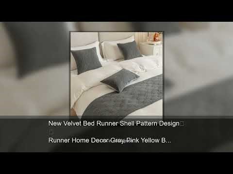 New Velvet Bed Runner Shell Pattern Design Runner Home Decor Gray Pink Yellow Blue Green Decora