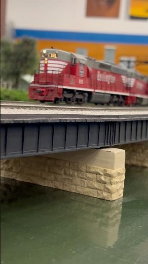 Model Train Short: Mini HO Scale CB&Q SD24 chase on the Midwest Mod U Track layout. #hoscale #cbq