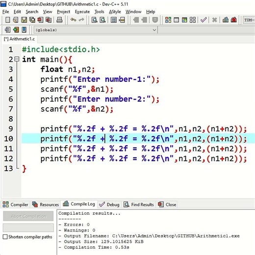 C PROGRAMS || ARITHMETIC OPERATOR - PART 1 || USELESS CODES