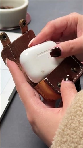 Leather Ear-Jacket: AirPods Move Into Their Tiny Cowhide Condo!#leathercase #handmade #genuine