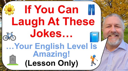 In this English lesson, I’ll be sharing 20 jokes to help you test your English skills in a fun way. If you can understand why the jokes are funny and they make you laugh, it’s a great sign that your English level is quite advanced. Being able to get jokes in another language means you truly understand the language and the joke! In this lesson, I’ll tell jokes about all kinds of things: computers, bicycles, graveyards, pants, homework, golf, the moon, grapes, numbers, pictures, facial hair, trees