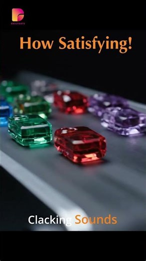 Clacking sounds of crystal glass models moving along a conveyor belt