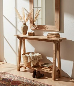 Rustic Wooden Console Table, Farmhouse Wooden Entryway Console, Botanical Hand Painted - Etsy