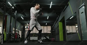 MMA fighter practicing his kick boxing moves Stock Video