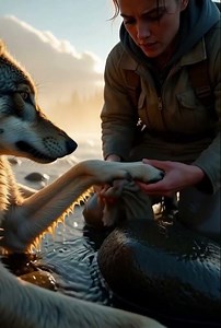 “Human Rescues Injured Wolf Trapped by the River – Emotional Wild Moment”