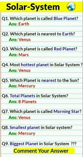 GK questions about Solar system.