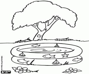 An inflatable pool coloring page printable game