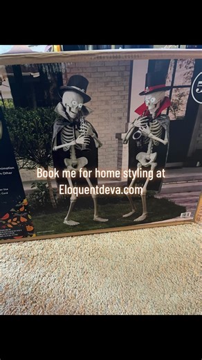 Musical skeleton duet from Sam’s Club. I had to personalize them. #diy #skeleton #outdoordecor #outdoordecor @Sam’s Club #saxophone #trumpet