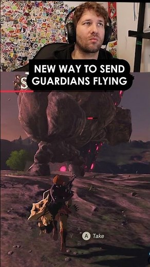 new way to send guardians flying (stone talus) - zelda botw