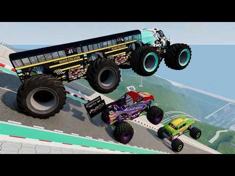Epic High Speed monster trucks jumps stunts & crashes #020 | BeamNG Drive