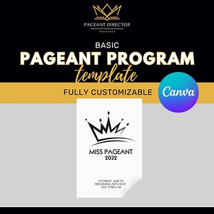 Basic Pageant Program Template - Pageant Director Resource - Customize in Canva - Etsy