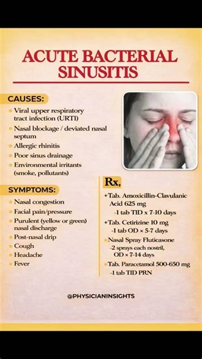 Acute Bacterial Sinusitis Treatment ! 👍 Like🔁Share💬Comment🔔Subscribe #@PhysicianInsights #shorts