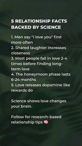 Relationship "facts" that are actually backed by research instead of made-up statistics floating around the internet 🤓 Your body literally gets healthier when you're in a secure, loving relationship. Meanwhile, toxic relationships create chronic stress that suppresses your immune system. Your body knows the difference even when your mind is making excuses. And can we talk about how men are more likely to believe in love at first sight? The research consistently shows this across multiple studie