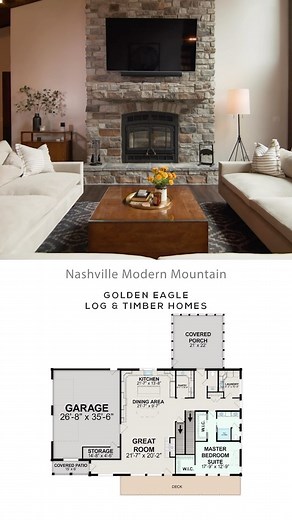 This ultra modern luxury home is inspired by timber frame design 👌 This home package is for the customer who wants a moderate amount of timber and beam accents inside and out applied to a modern style home design. Exteriors typically utilize a mono pitched roof system for the entire home with a wide range of exterior finishes available from wood, cultured stone and maintenance-free options. We typically see most of the interior walls and ceilings in the home being drywall, but you can also choo