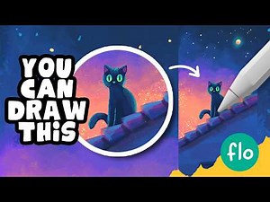 🎨 PROCREATE Beginner Tutorial – Draw This Cat on a Roof Step by Step!