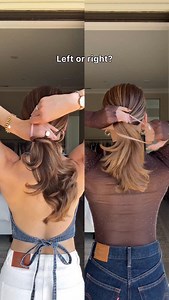 2.4M views · 196K reactions | Same style, different vibe. Left or right? 曆 #hair #hairtutorial #updo #hairstyles | Nichole Ciotti | Facebook