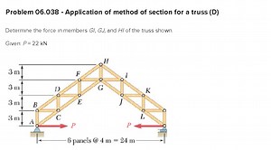 Problem 06.038 - Application of method of section for a truss (... | Filo