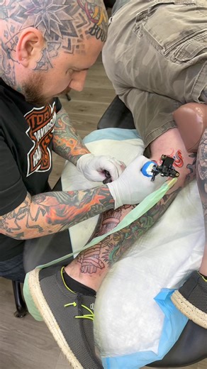 Huge freehand flail done by Mikey! | Boundless Tattoo Company