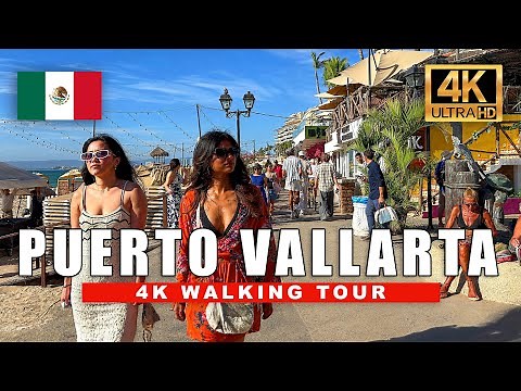 🇲🇽 Puerto Vallarta Beach Walk, México 4K Walking Tour 2024 Sunset and Night Walk | 4K HDR 60fps
