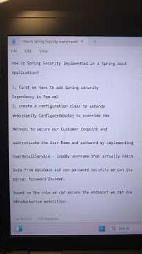 Top Java Interview Questions & Answers 2026 – How Spring Security is Implemented in a Spring Boot