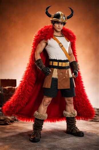 One Piece Luffy Elbaf Red Fur Cape Cosplay Viking Cloak Anime Costume Unisex - Etsy