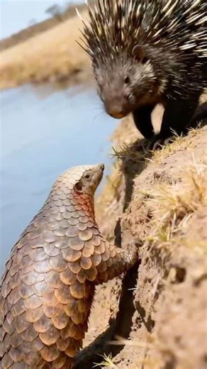 Porcupine's Aggression vs Pangolin's Armored Defense - Who Wins? #shorts