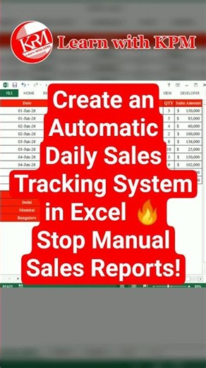 Create an Automatic Daily Sales Tracking System in Excel 🔥 Stop Manual Sales Reports! #exceltips