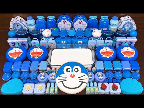 BLUE DORAEMON Slime ! Mixing Random into GLOSSY Slime ! Satisfying Slime Video #544