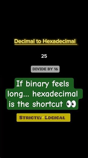 That’s why hex is used in colors, memory addresses,and low-level computing. #decimaltohexadecimal