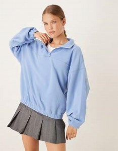 Polar azul negruzco con media cremallera de felpa polar de ASOS DESIGN | ASOS