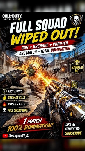 Full Squad Wipe! 😈 Gun + Grenade + Purifier Domination | COD Mobile #shorts #codm #cod #callofduty