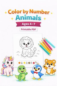 Color by Number Animals for Kids | Printable Color by Number Pages | Easy Coloring PDF - Etsy Canada