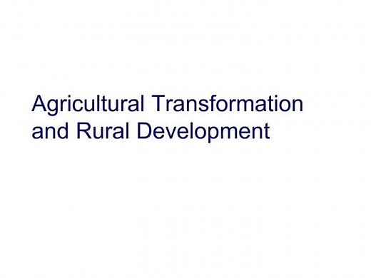 Agricultural Transformation and Rural Development - SlideServe