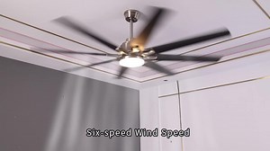 Sofucor 66 in. LED Indoor/Outdoor Nickel Smart Modern Ceiling Fan with Remote and App Control HT-66K002-SNWH