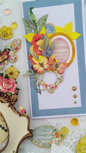 Brighten someone’s day with a handmade card. These dimensional Slimline Cards have been created for us by Tanya Scrap. We love the mix of the Flower Market Ephemera Assortment, Flowers, Chipboard, and Stamps, each item helps bring these sweet cards to life. Watch Tanya’s video tutorial to learn how to create your own! https://g45papers.com/slimline-card-set-tutorial/ | Graphic 45