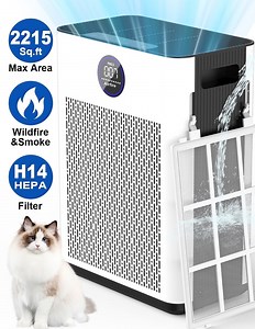 AIRFIRE H14 HEPA Air Purifiers for Home up to 2215 Sq.ft, Air Purifier for Allergies and Asthma, Pollen, Wildfire/Smoke, Pet Dander & Odor, Dust, AP304, White