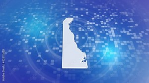 Delaware State (USA) 3D Map on Minimal Background Multi Purpose Background with Ripples and Boxes with 3D Country Map Useful for Politics, Elections, Travel, News and Sports Events Stock Video