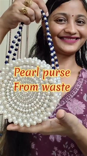 waste se pearl bag kaise bnaye😍|#shorts #upharbags #diy #pearlpurse #handmade #beadedbag