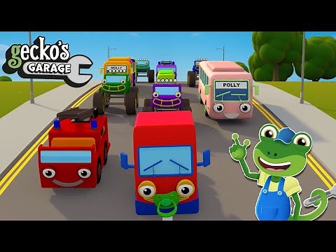 Counting Vehicles With Trucks | Gecko's Garage | Educational Videos For Kids | Baby Truck Videos