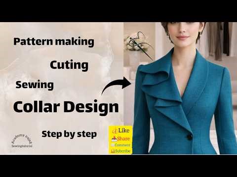 Collar design|pattern making|cuting|sewing|neckline design|step by step|sewing tutorialfull tutorial