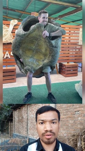 Man Tries Walking in a Turtle Shell