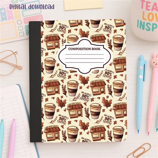 Composition Notebook Cover Printable Coffee Aesthetic Notebook Cover Digital Download School Notebook Cover PNG Composition Book Printable - Etsy