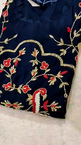 Short video of kardana worked readymade suit and dupatta set Price: 1460/- only free shipping Suit Material : Dola silk Dupatta Material: Tissue,Organza,soft silk Size: 42" and 44" To book take a screenshot and whatsapp @ 9432166541 | Kurchii Boutique