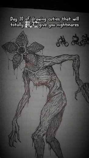 Day 10 of drawing cuties that WON'T give you nightmares 🥰 #demogorgon #strangerthings #creepyart