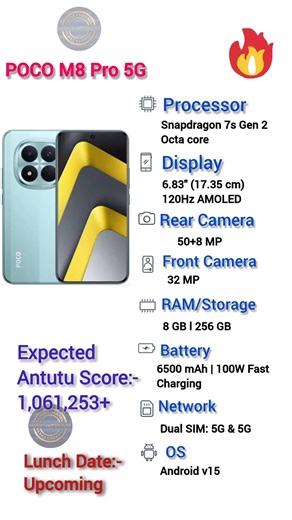 POCO M8 Pro 5G Specifications #youtubeshorts #viralshorts #tech #poco #srawankumardasvlogs #ipl