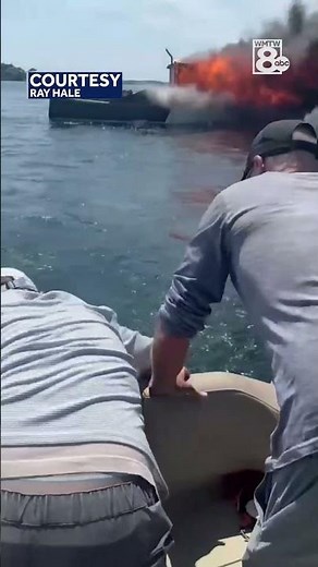 BOAT EXPLOSION: Lobster vessel engulfed in flames after it explodes off Maine coast