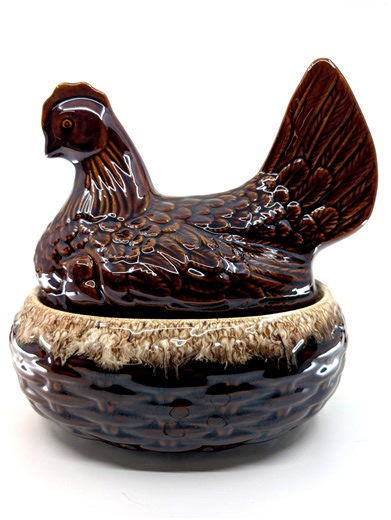 Hull Pottery Brown Drip Glaze Hen on Nest Covered Casserole Dish - Etsy