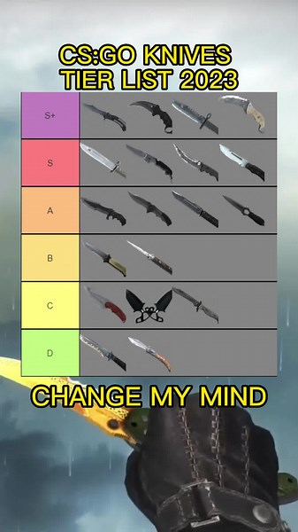 CS:GO KNIVES TIER LIST 2023, ANY CHANGES?😎 #tierlist #CSGO #butterfly #knife #karambit #bayonet