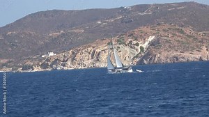 Fast tracking on a yacht while sailing. Fast tracking and focusing on a yacht while sailing with open sails